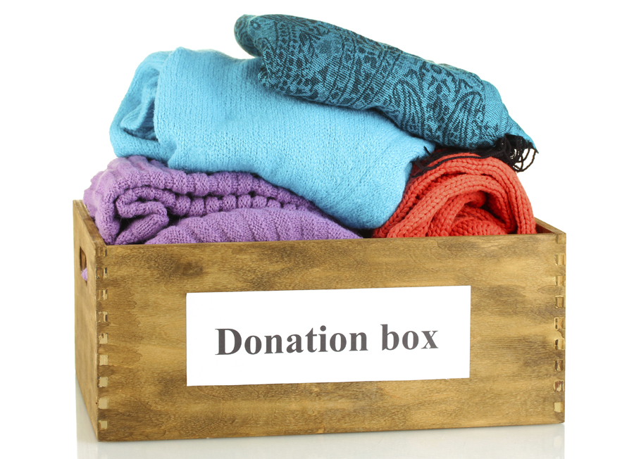 Donation box with clothing